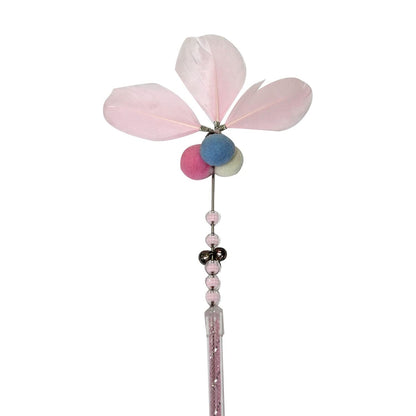 Pink Feather Bell Cat Wand