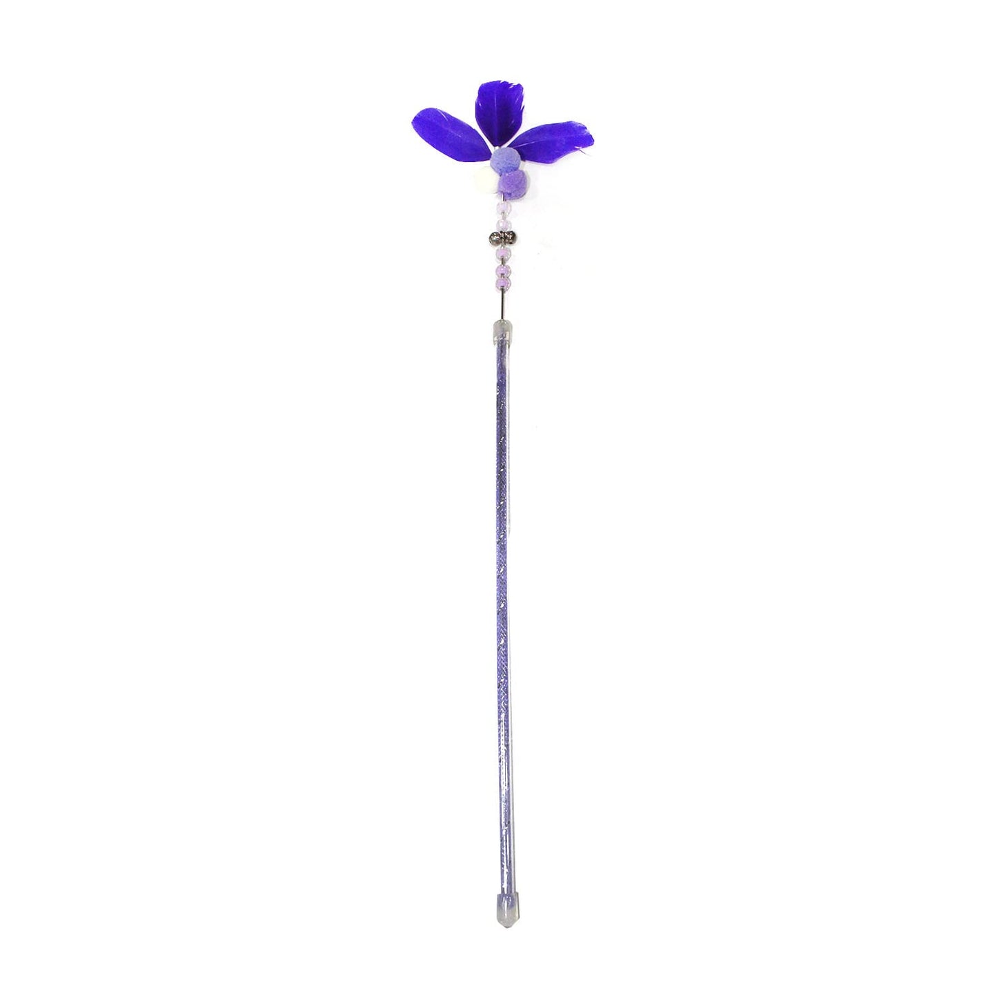 Purple Feather Bell Cat Wand