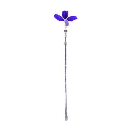 Purple Feather Bell Cat Wand