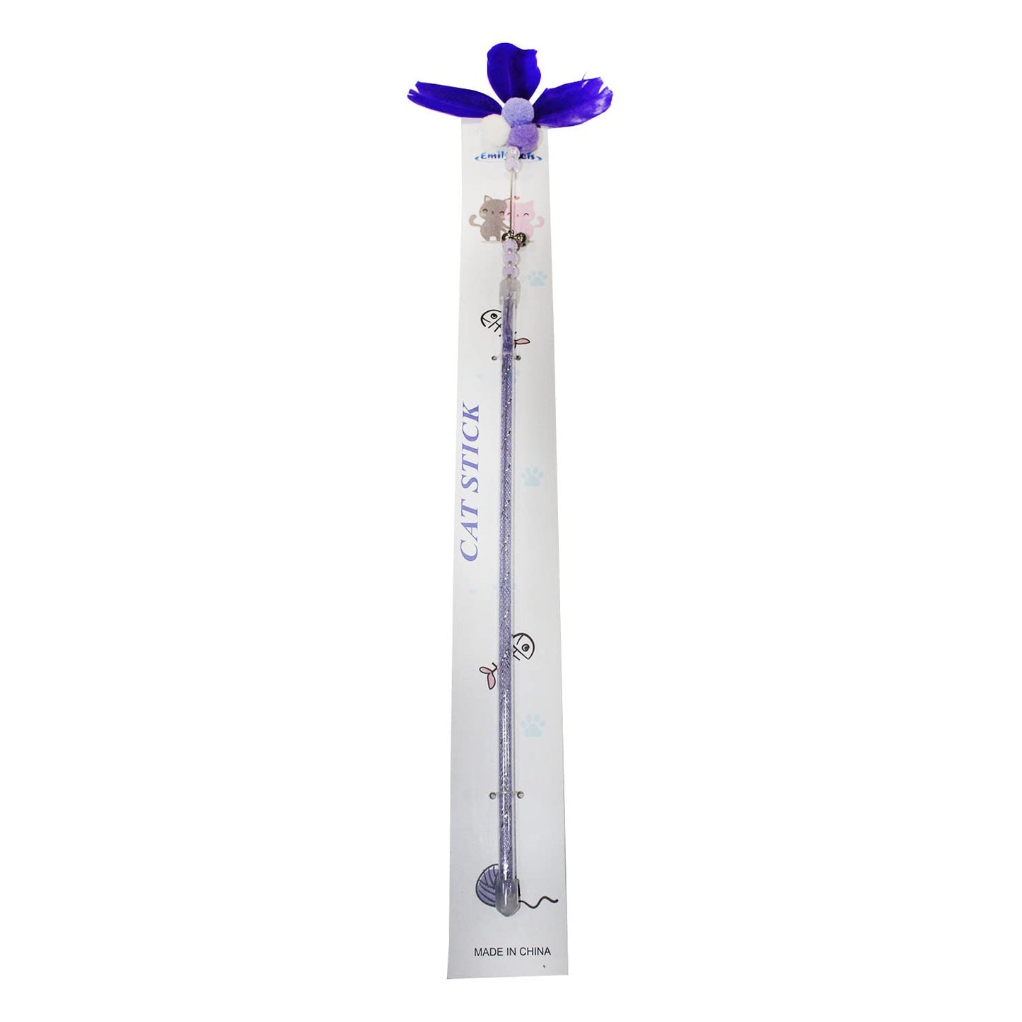 Purple Feather Bell Cat Wand