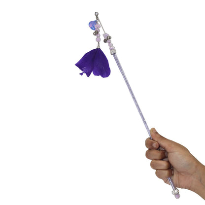 Purple Feather Bell Cat Wand