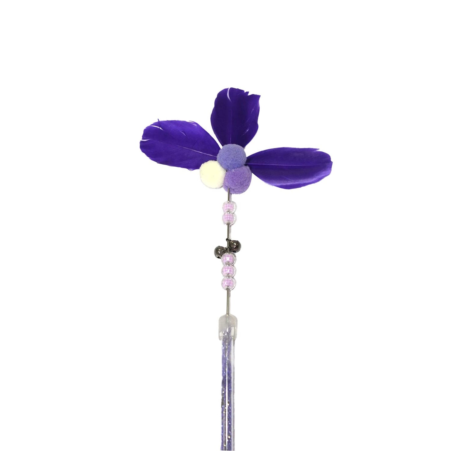 Purple Feather Bell Cat Wand