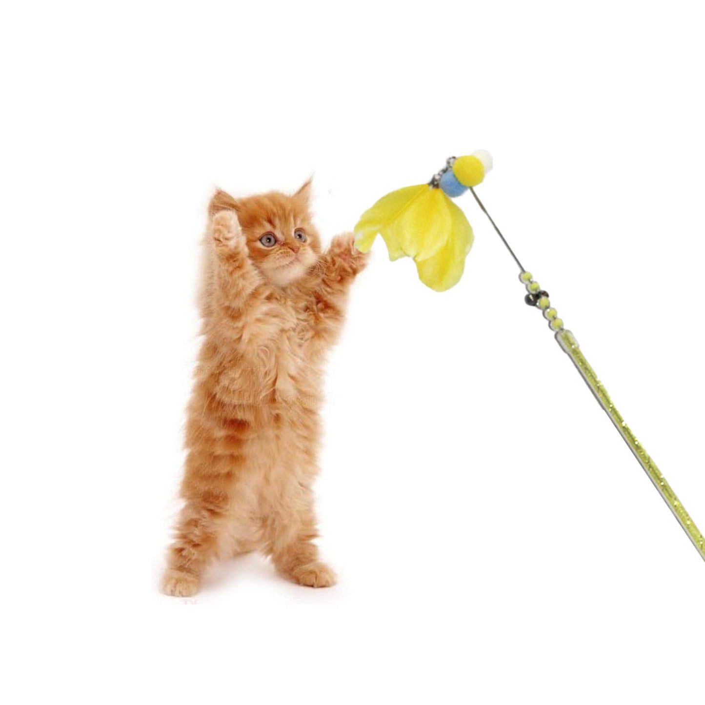 Feather Puff Stone Cat Wand