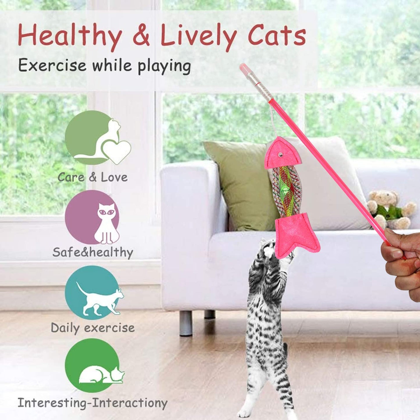 Nylon Fish Feather Cat Wand