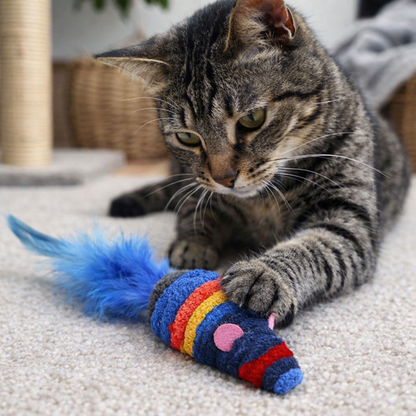 Colorful Plush Feather Mouse Toy