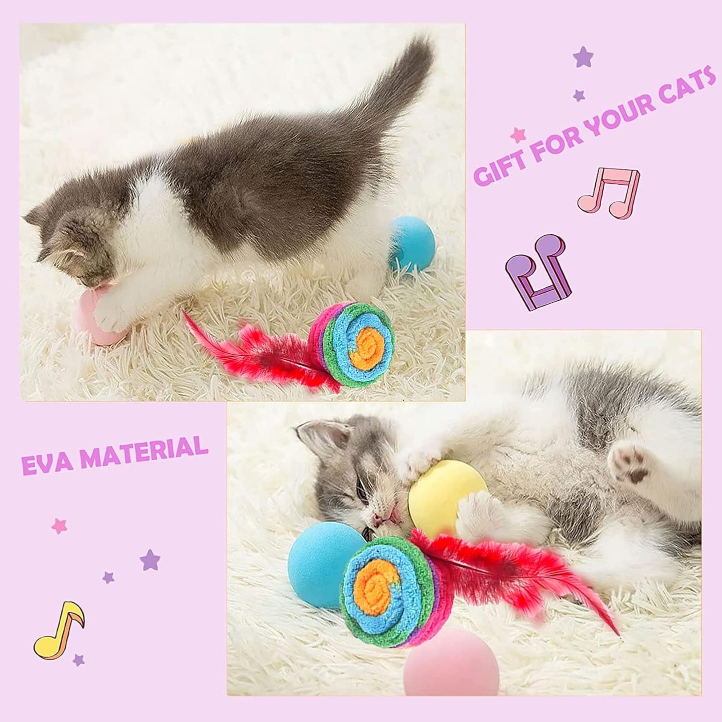 Rolling Feather Toy for kittens Cats