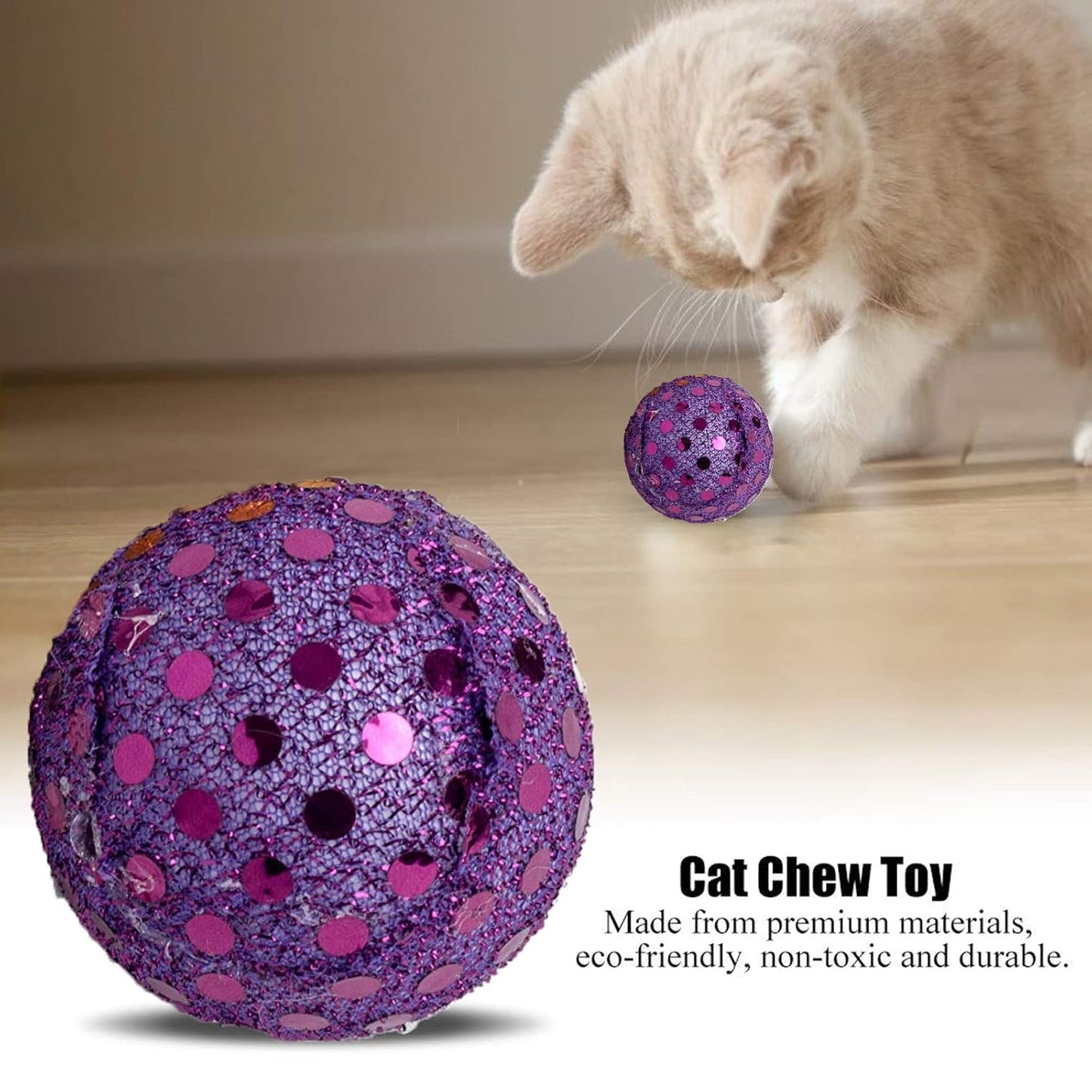 Disco Glitter Cat Ball Toy Pack