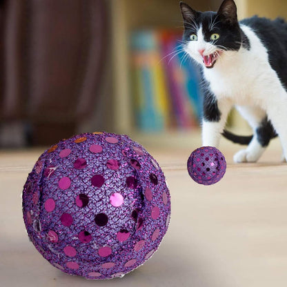 Disco Glitter Cat Ball Toy Pack