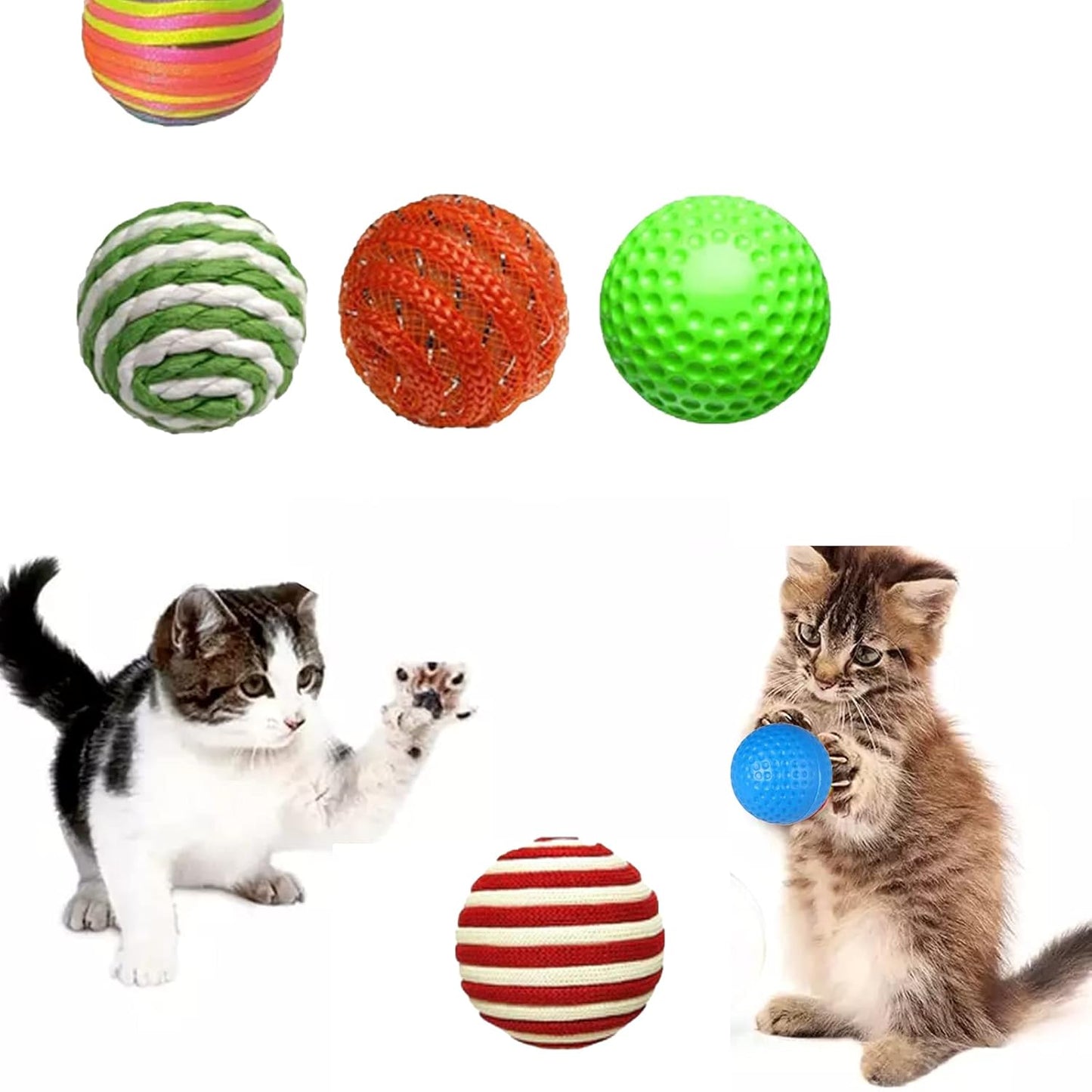 Mixed Foam Sisal Cat Balls Set