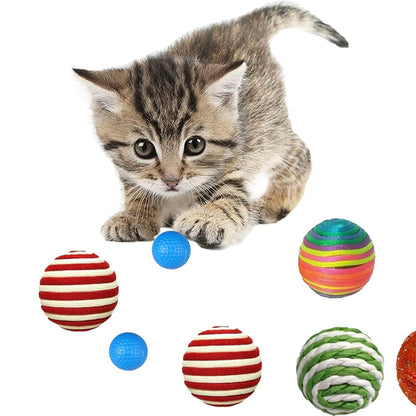 Mixed Foam Sisal Cat Balls Set