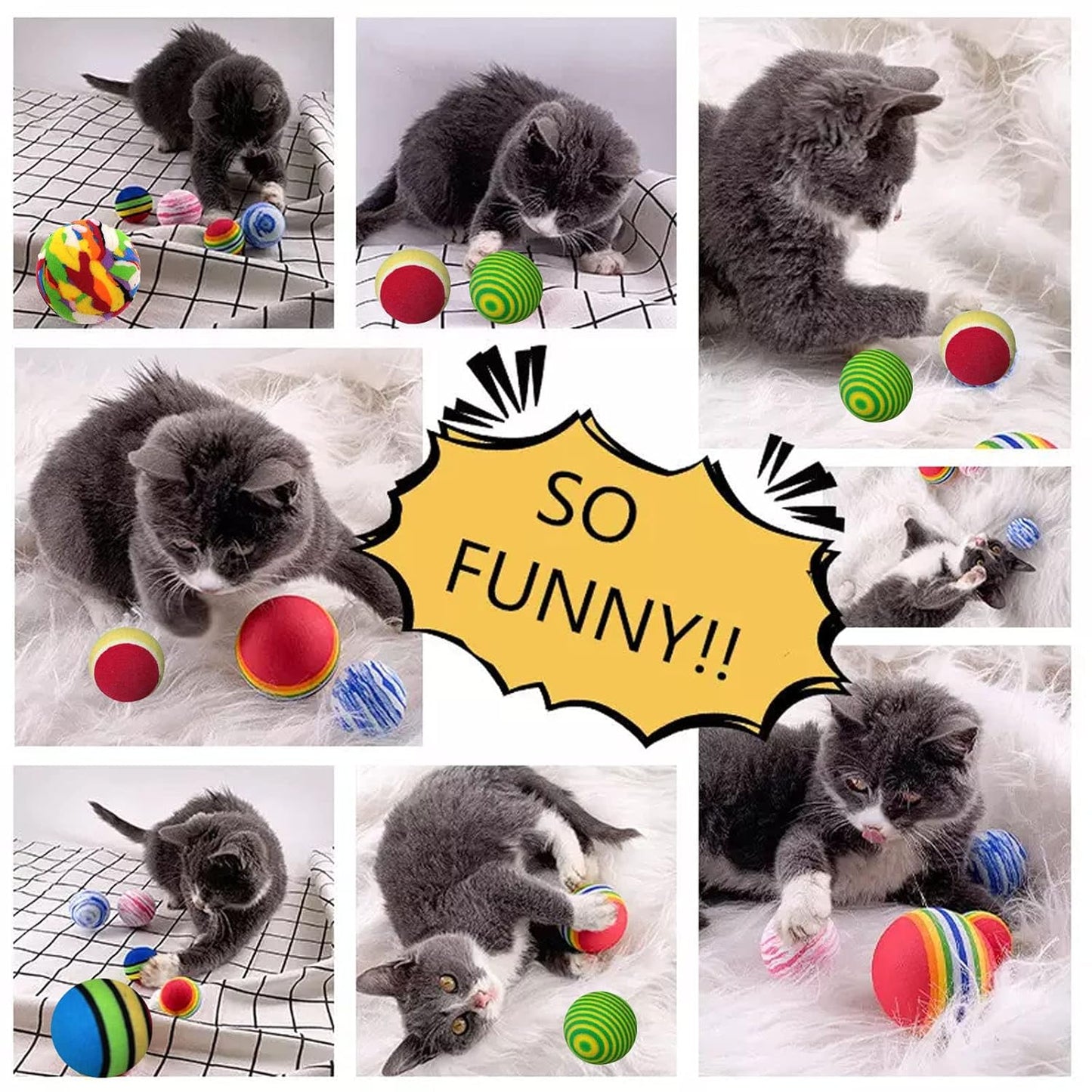 Mixed Foam Sisal Cat Balls Set