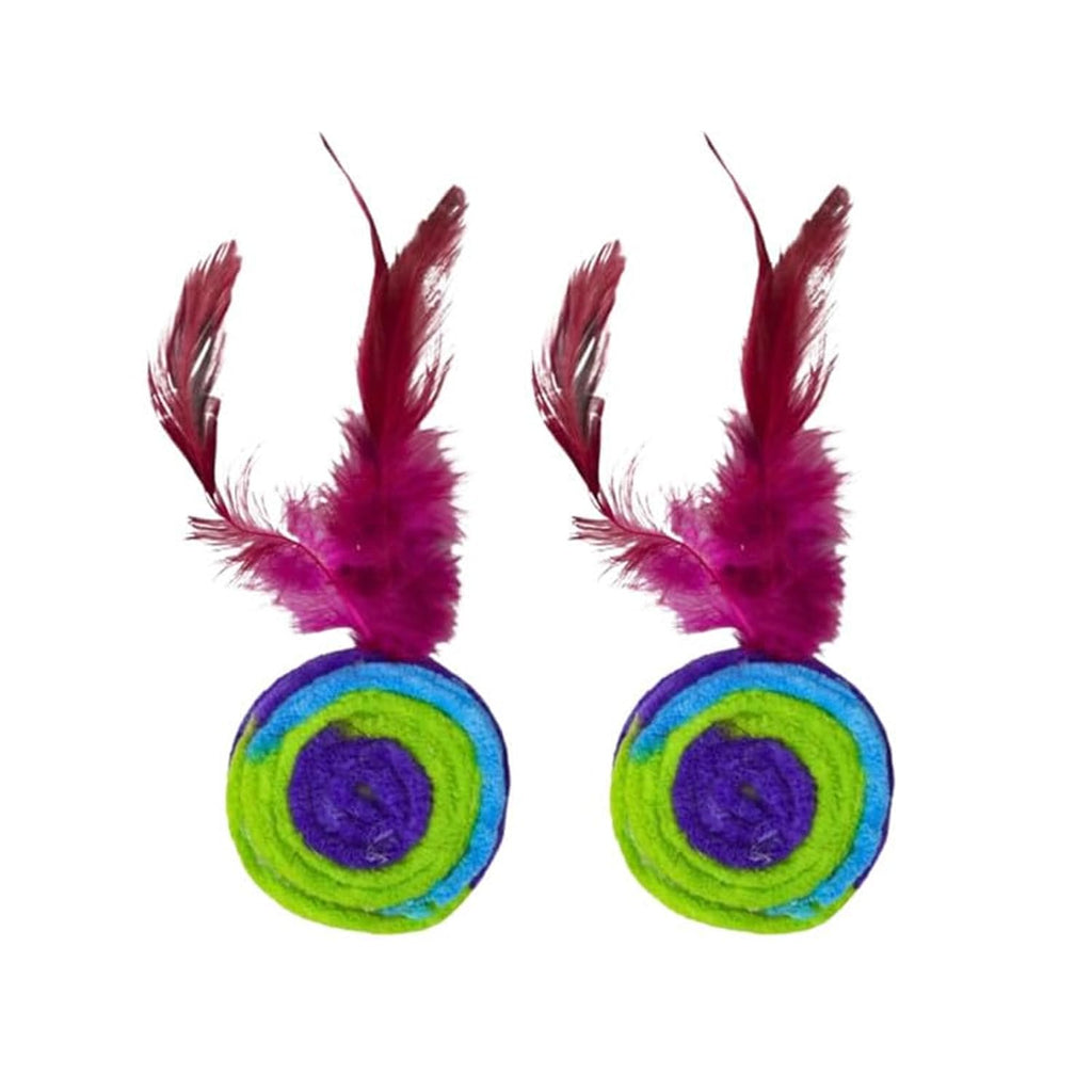 Rainbow Feather Bell Cat Toys 2 pcs