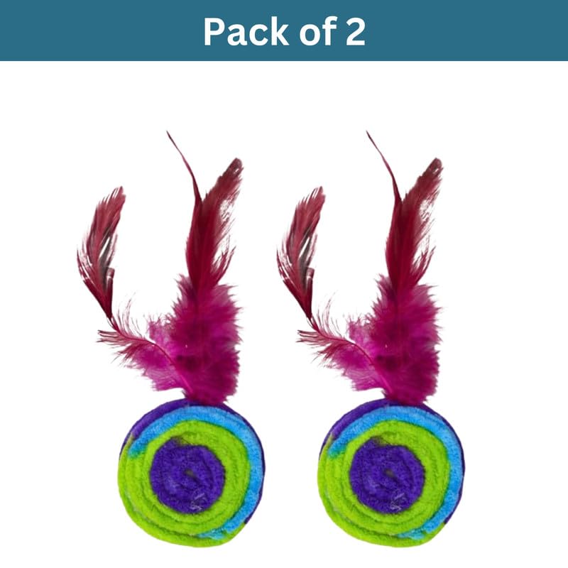 Rainbow Feather Bell Cat Toys 2 pcs