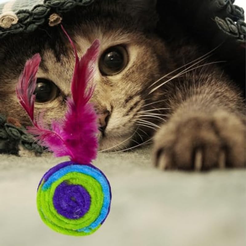 Rainbow Feather Bell Cat Toys 2 pcs