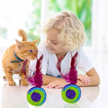 Rainbow Feather Bell Cat Toys 2 pcs