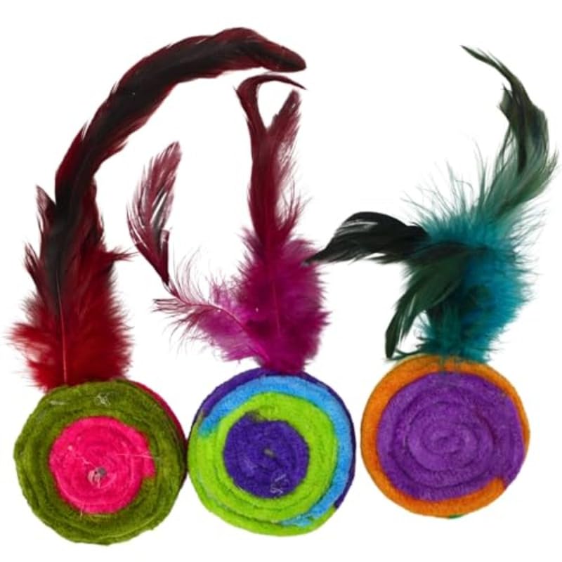 Rainbow Feather Bell Cat Toys 2 pcs