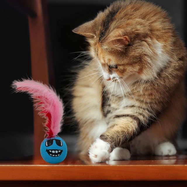Colorful soft feather Ball toy for Cats