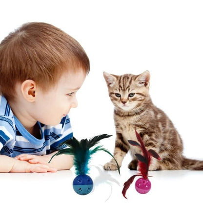 Rainbow Feather Bell Cat Toys 2 pcs