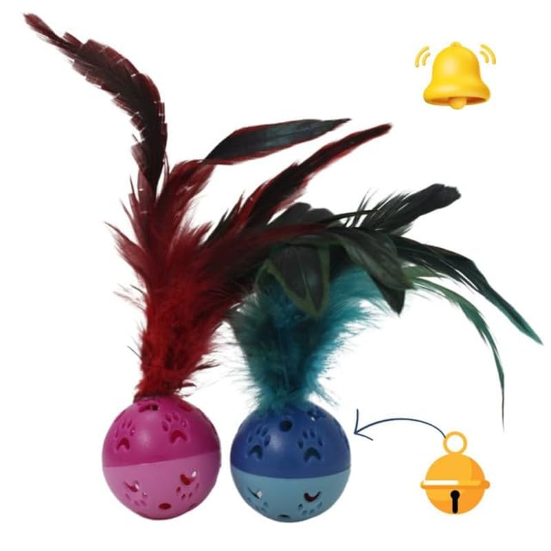Rainbow Feather Bell Cat Toys 2 pcs