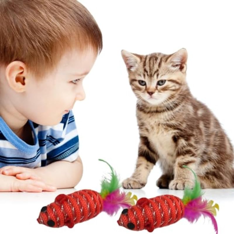 Rainbow Feather Bell Cat Toys 2 pcs
