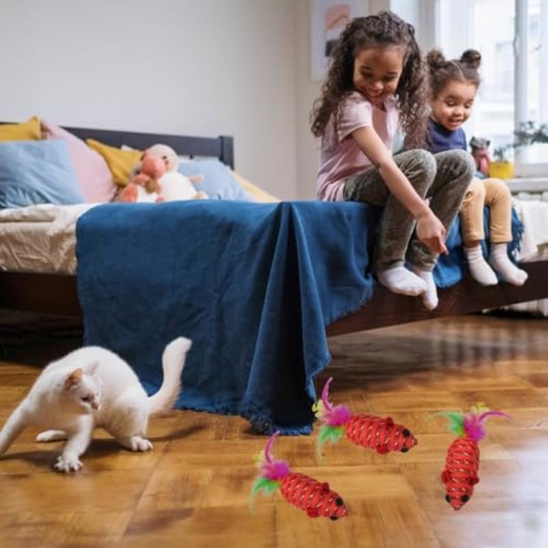 Rainbow Feather Bell Cat Toys 2 pcs