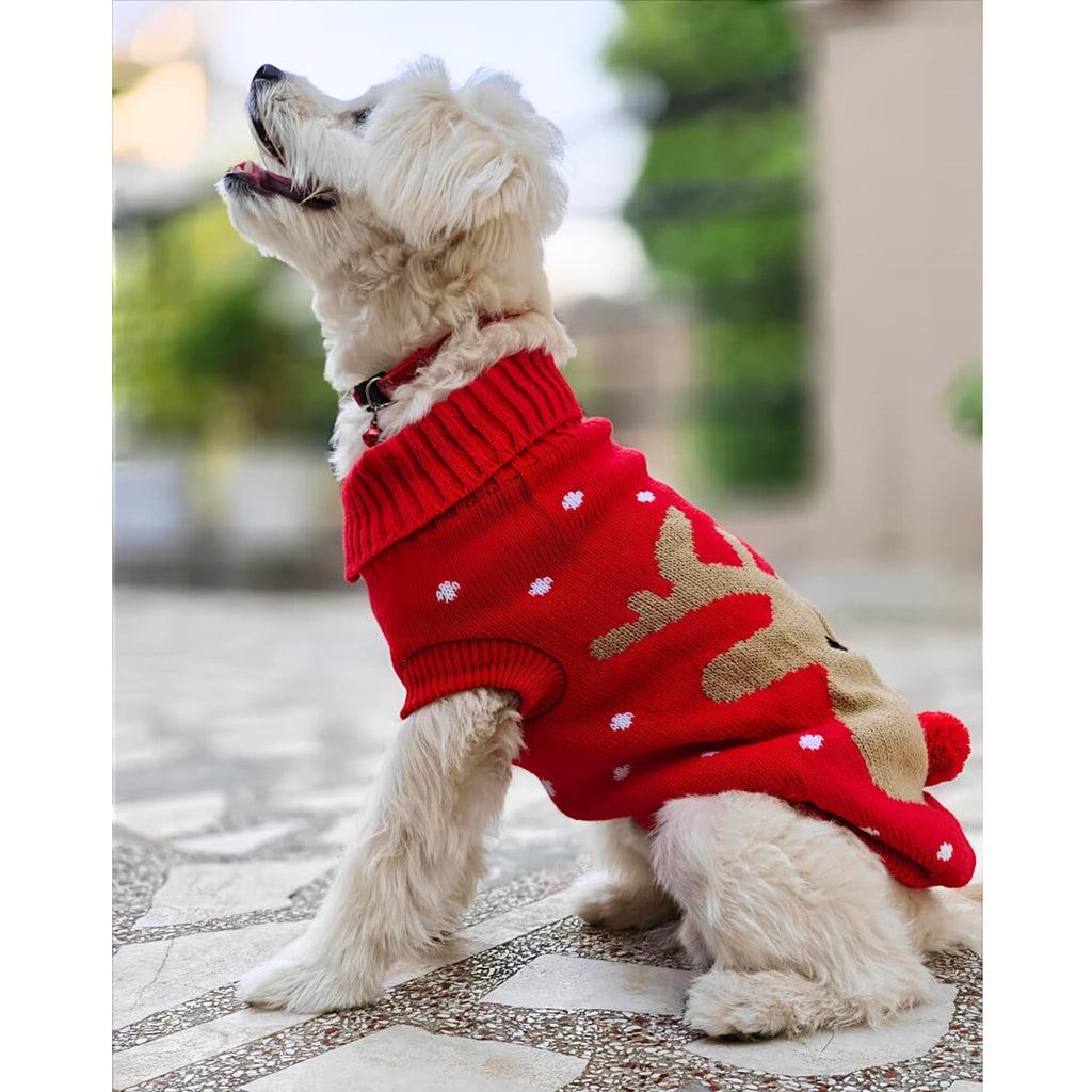 Reindeer Turtleneck Christmas Dog Sweater