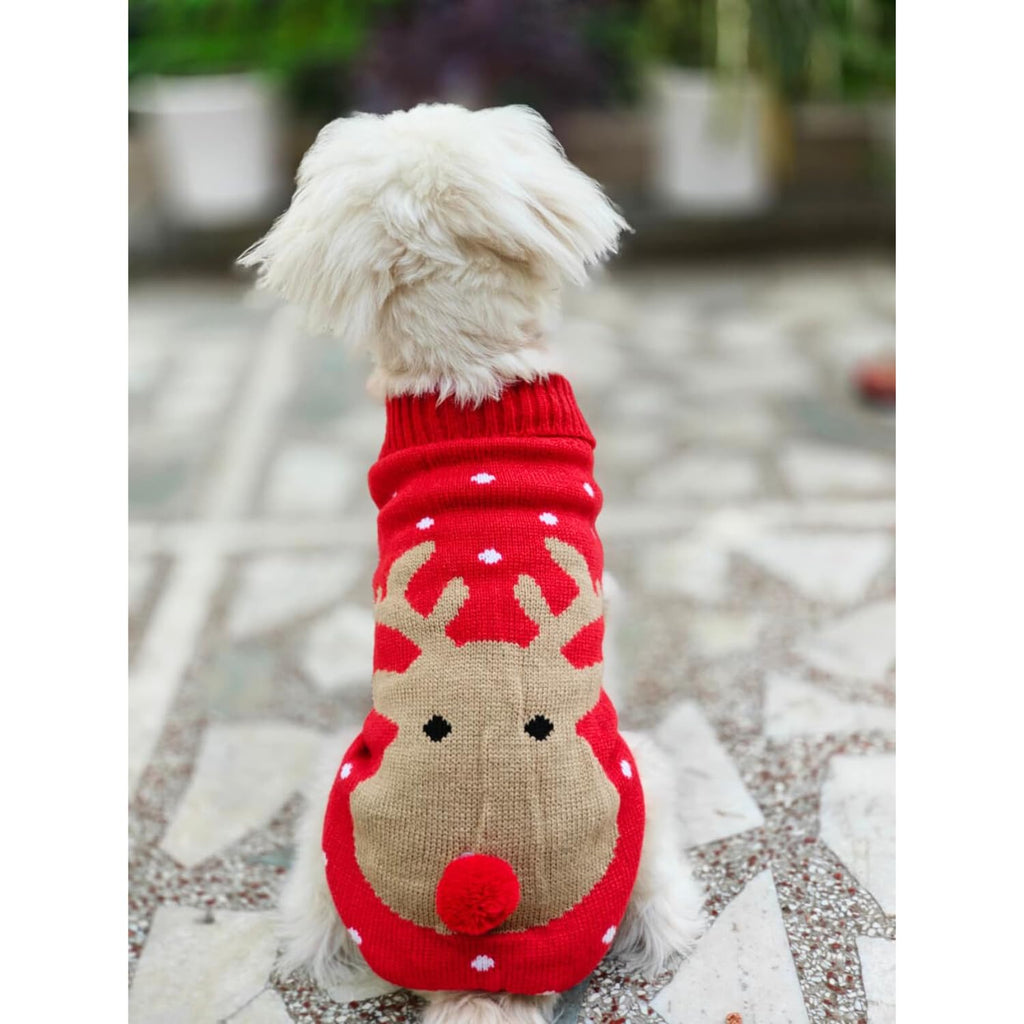 Reindeer Turtleneck Christmas Dog Sweater