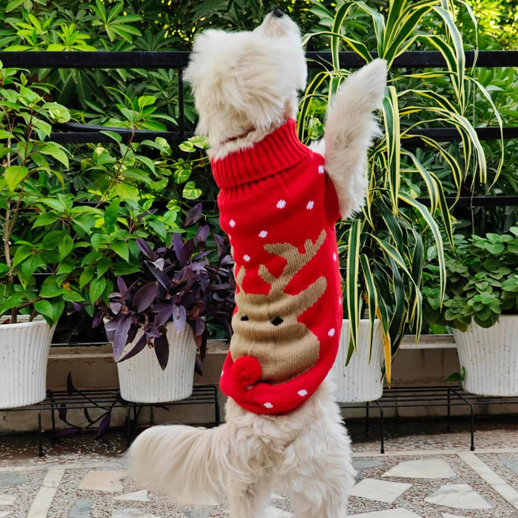 Reindeer Turtleneck Christmas Dog Sweater