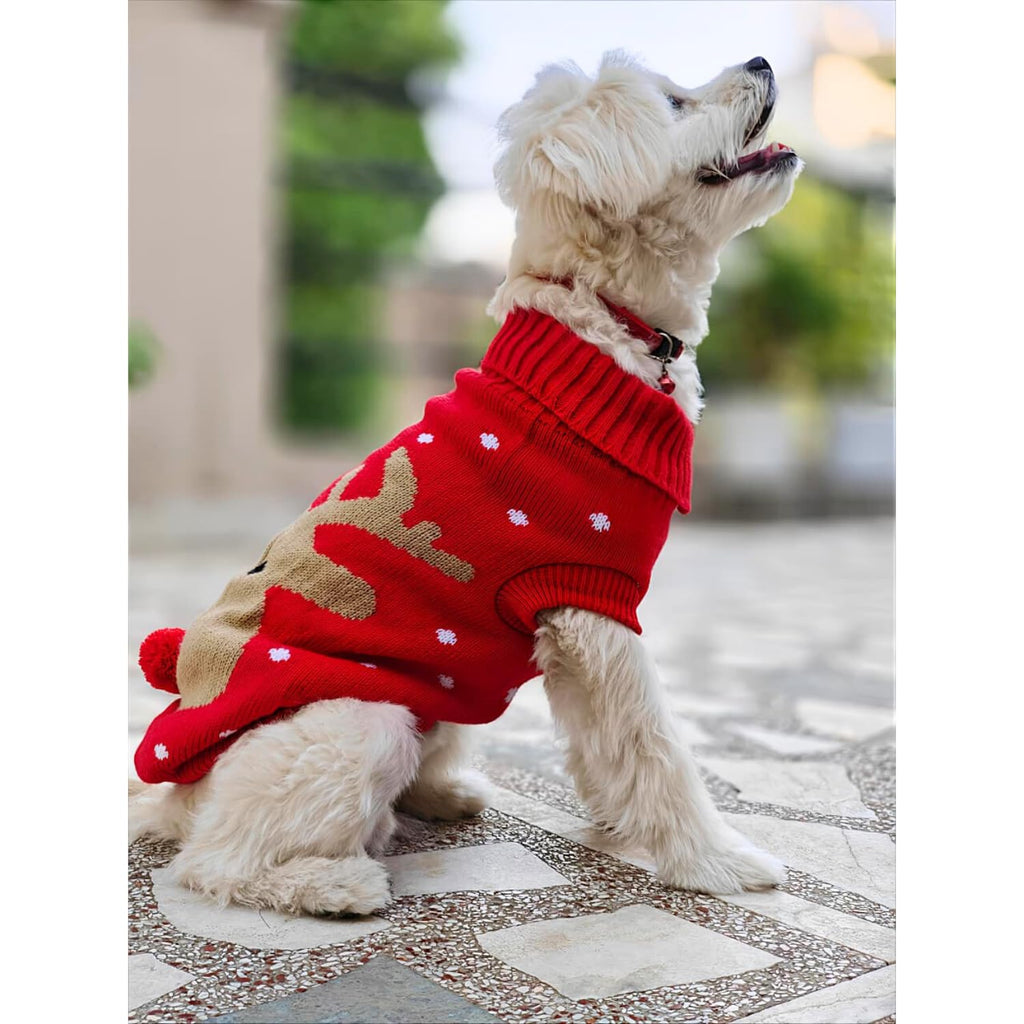 Reindeer Turtleneck Christmas Dog Sweater