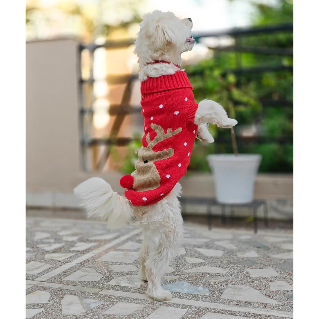 Reindeer Turtleneck Christmas Dog Sweater