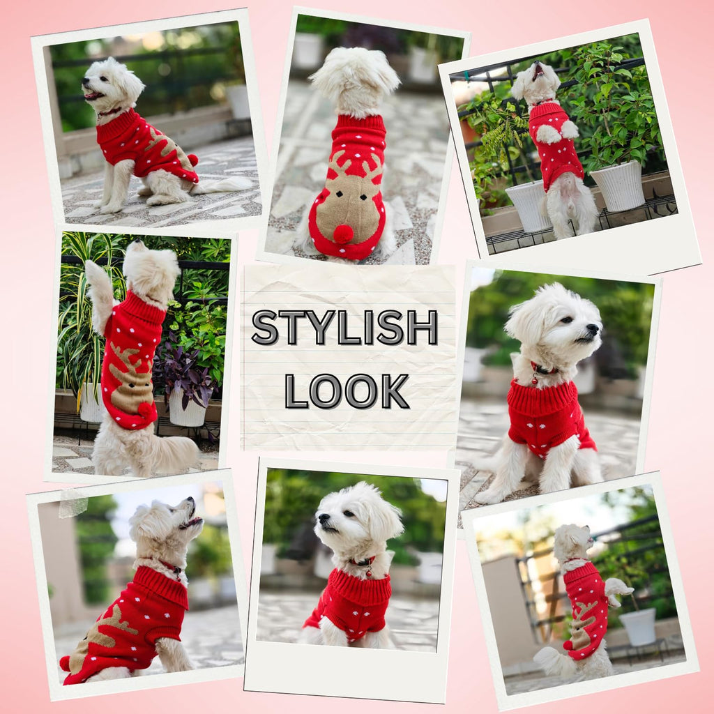 Reindeer Turtleneck Christmas Dog Sweater