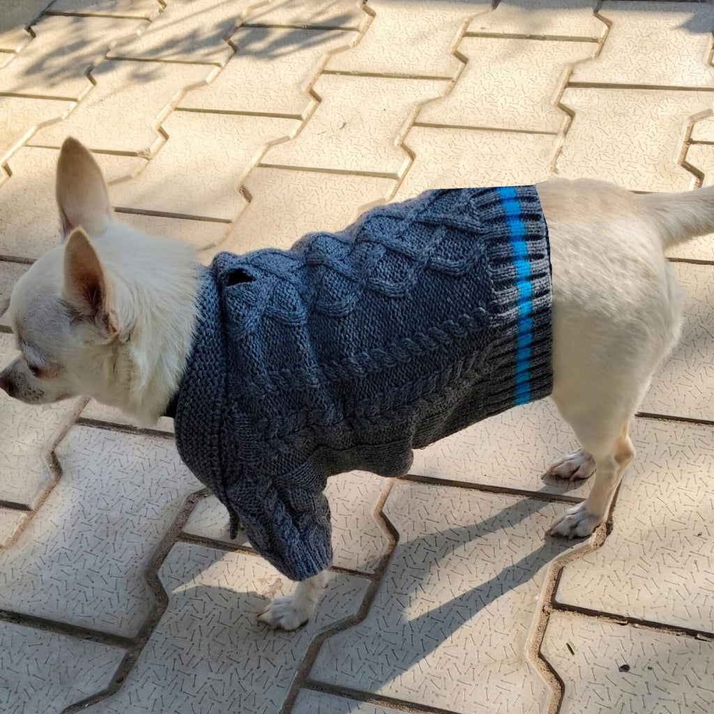 Winter Dog Sweater with Leash Hole
