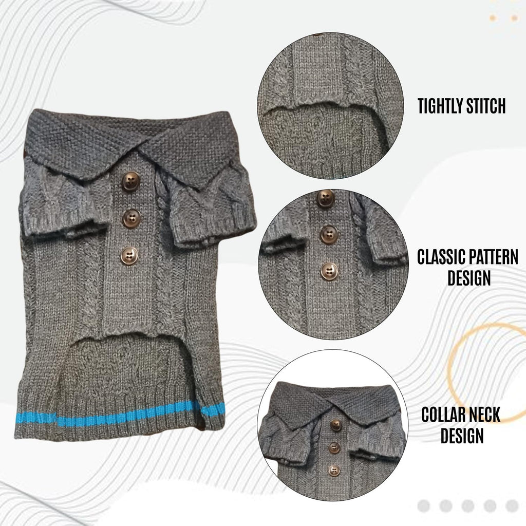 Winter Dog Sweater with Leash Hole