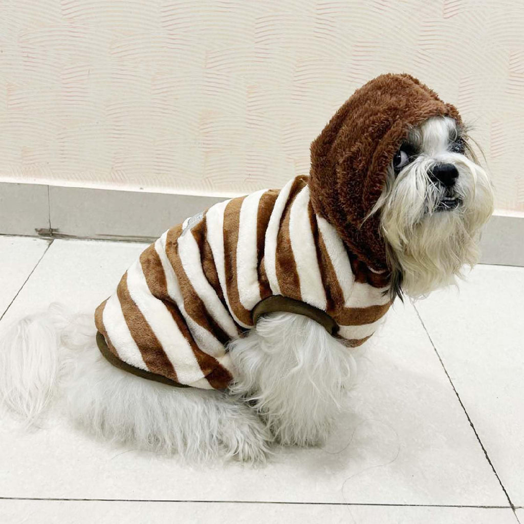 Striped Brown and White Dog Sweater