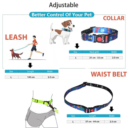 Dog Collar, Leash and Waist Belt Set