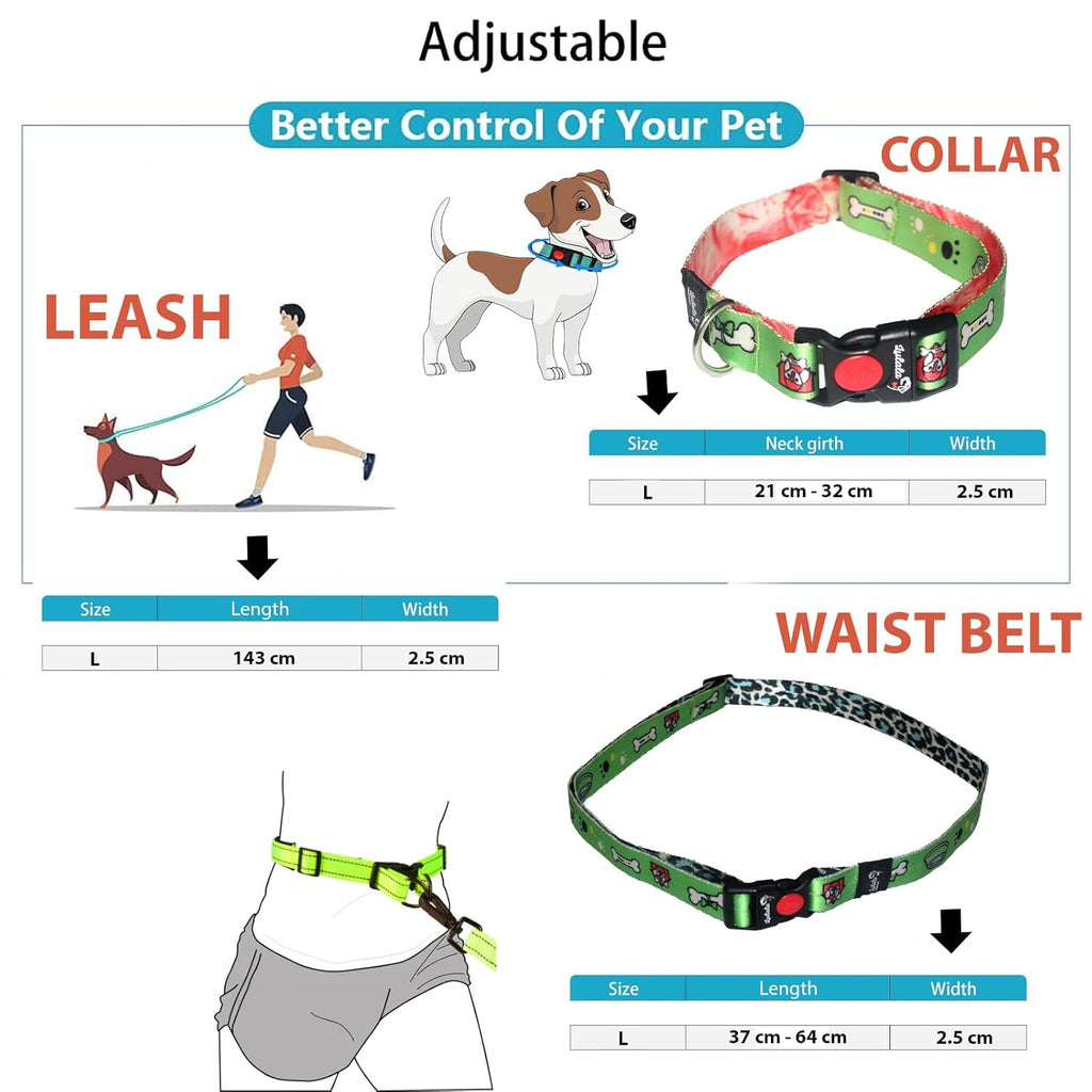 Dog Collar, Leash and Waist Belt Set