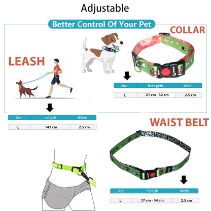 Dog Collar, Leash and Waist Belt Set