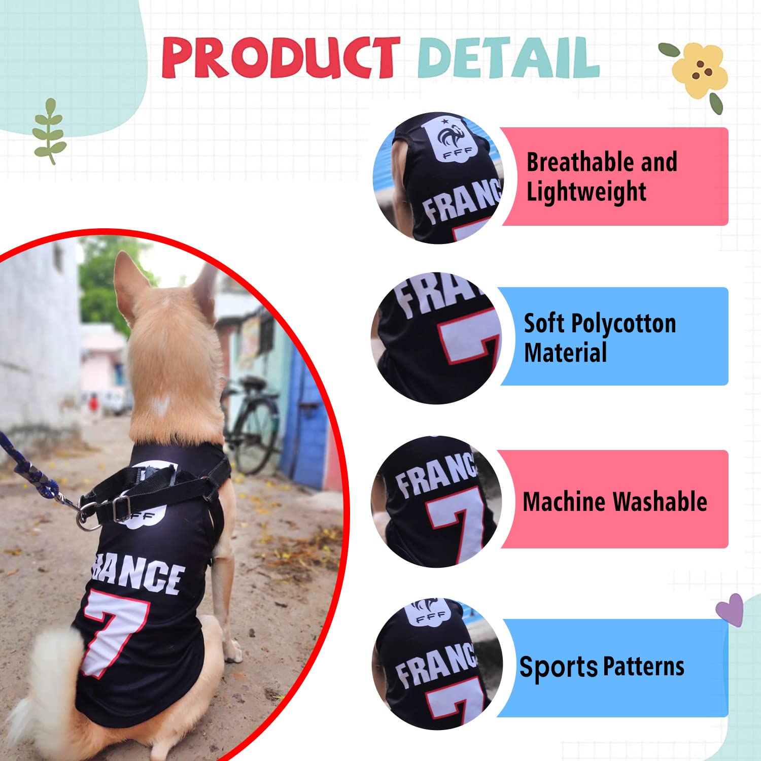 France Printed Summer Pet T-Shirt