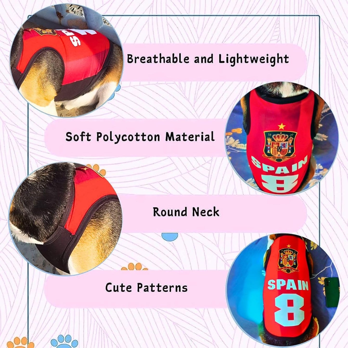 Spain Printed Summer Pet T-Shirt