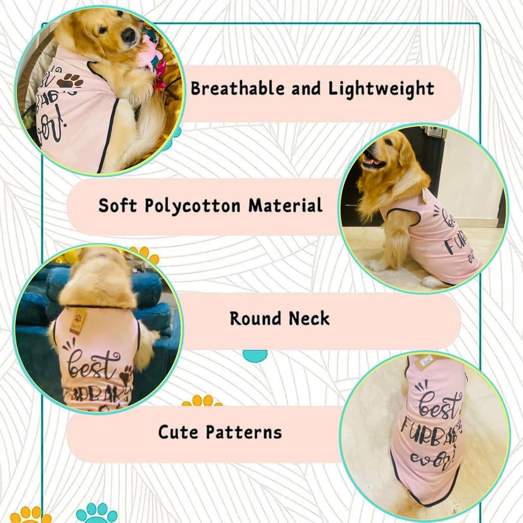 Printed Sleeveless Pet T-Shirt (Pink)