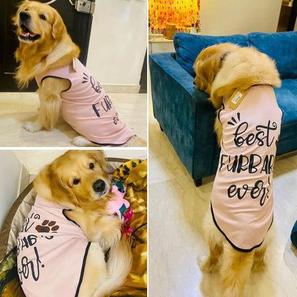 Printed Sleeveless Pet T-Shirt (Pink)