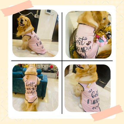 Printed Sleeveless Pet T-Shirt (Pink)