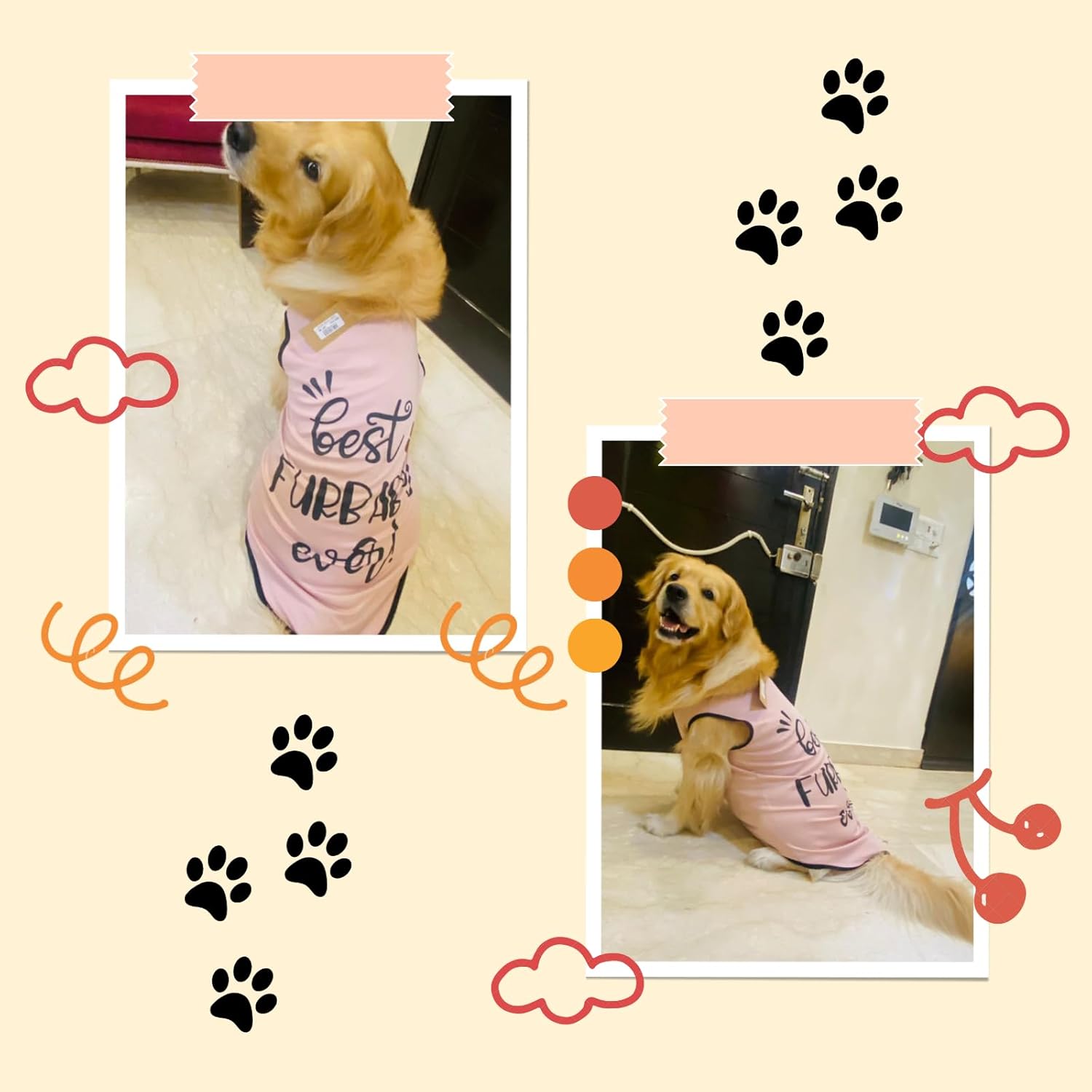 Printed Sleeveless Pet T-Shirt (Pink)