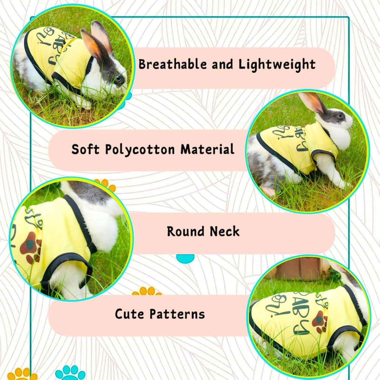 Printed Sleeveless Pet T-Shirt (Yellow)