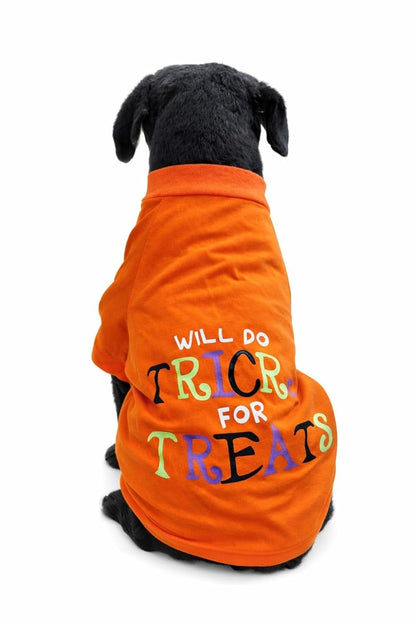 Dog T-Shirt Costume “Will Do Trick for Treats”
