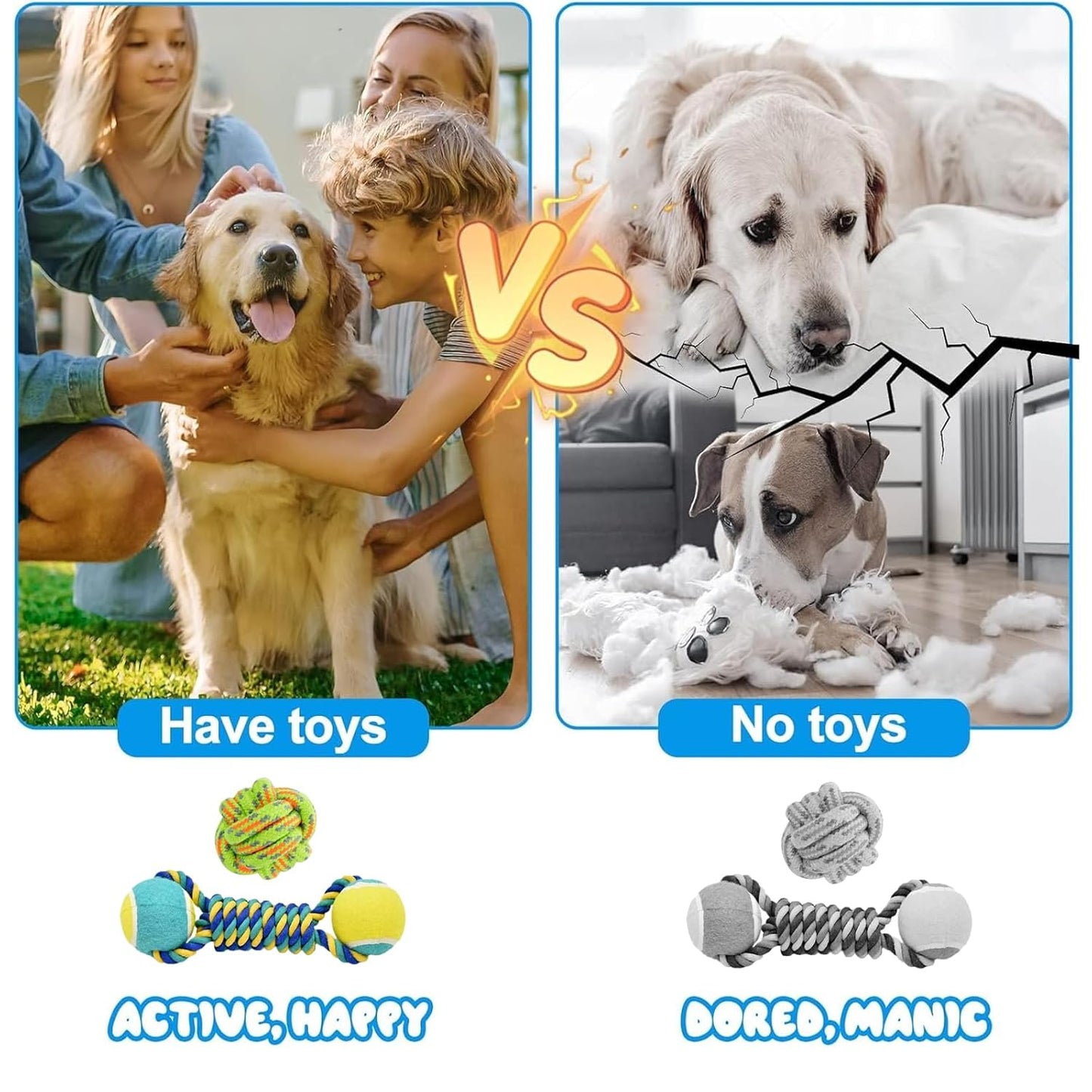 2-in-1 Dog Rope Ball Toy