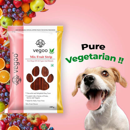 Strips - 100g Pure Vegetarian Dog Food (Mix Fruit)