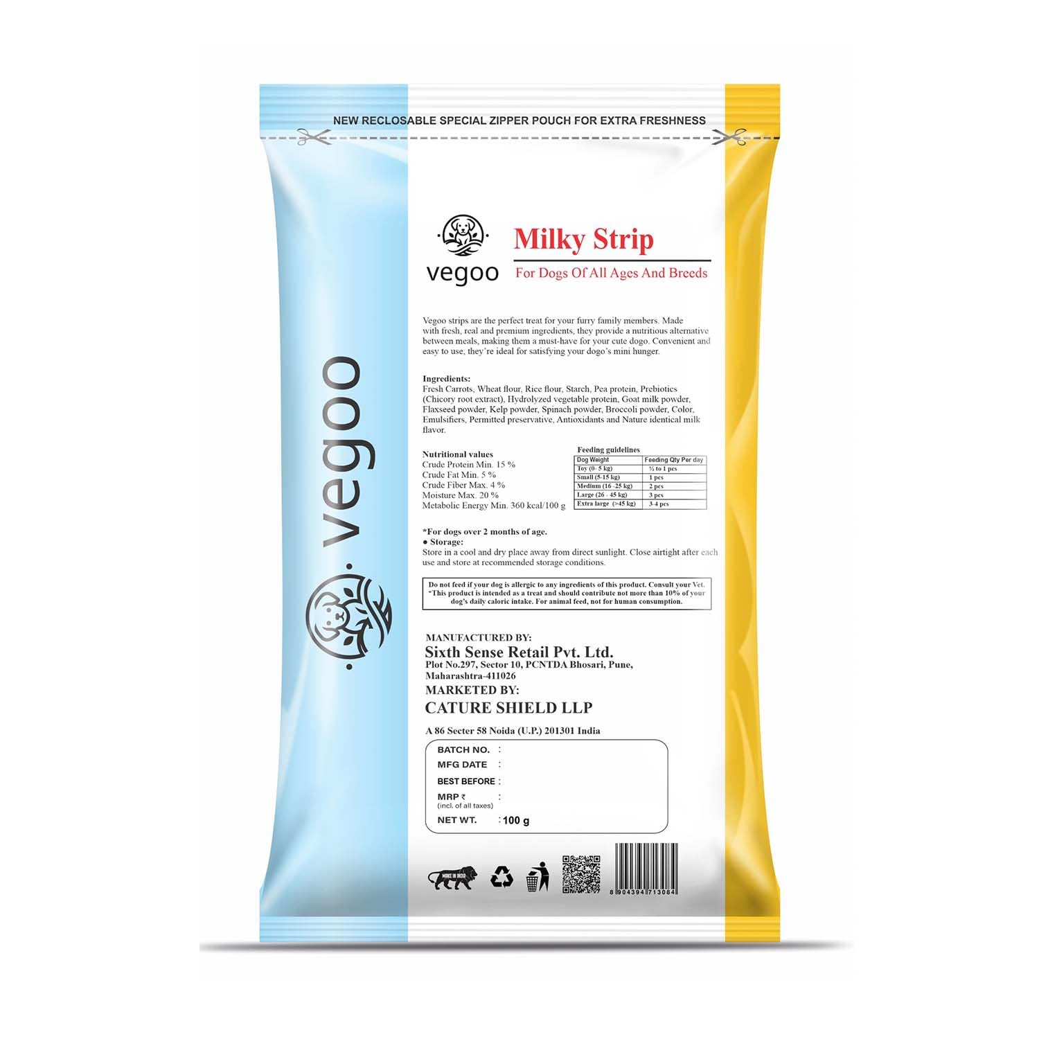 Strips - 100g Pure Vegetarian Dog Food