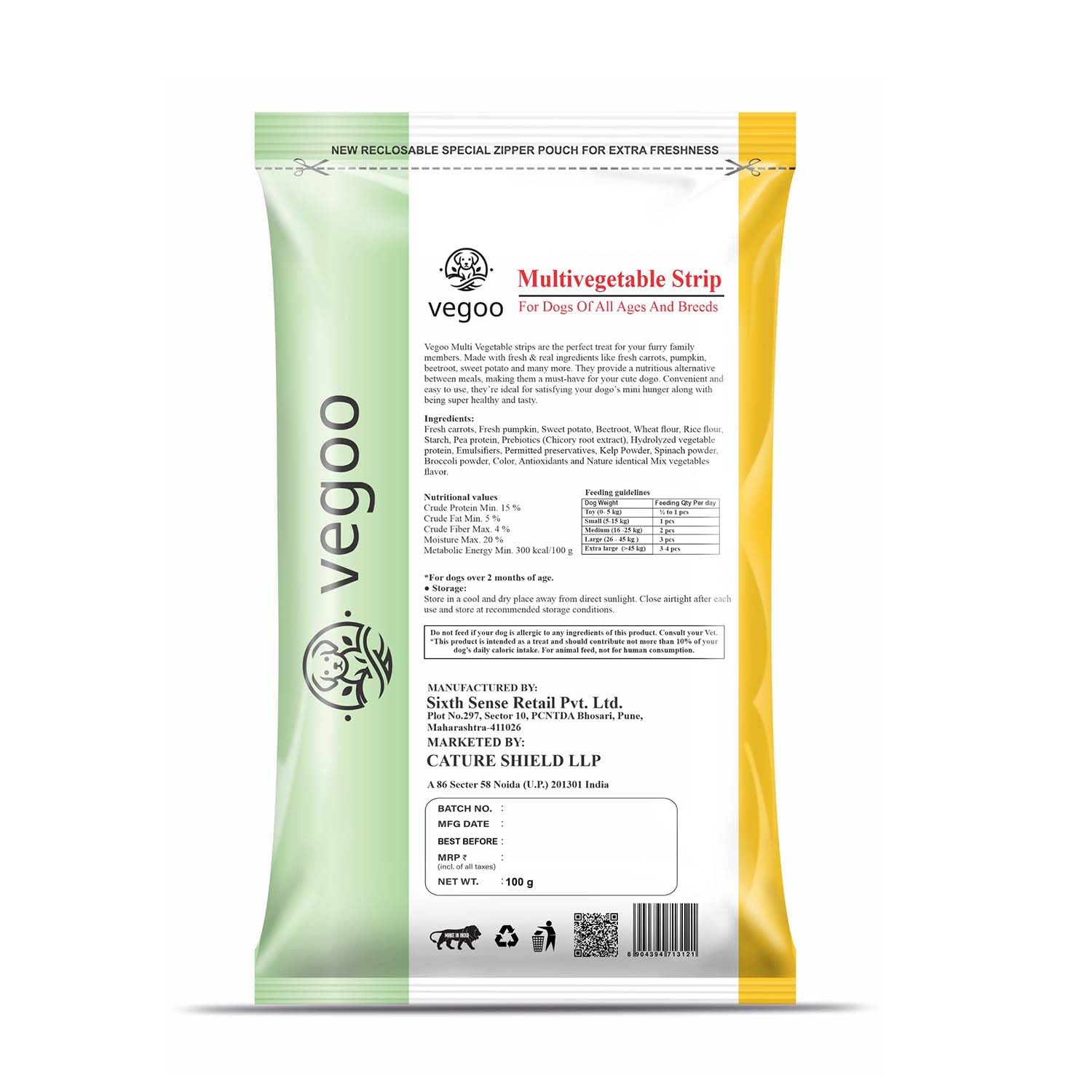 Strips - 100g Pure Vegetarian Dog Food