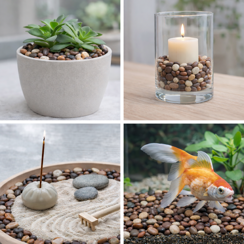 Decorative Natural River Rocks Highly Polished Pebbles - 1KG (2-4cm)